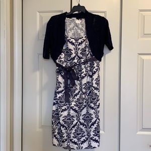 Motherhood Maternity blue and white dress